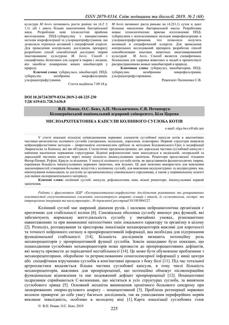 МІЄЛОАРХІТЕКТОНІКА КАПСУЛИ КОЛІННОГО СУГЛОБА КОТІВ
