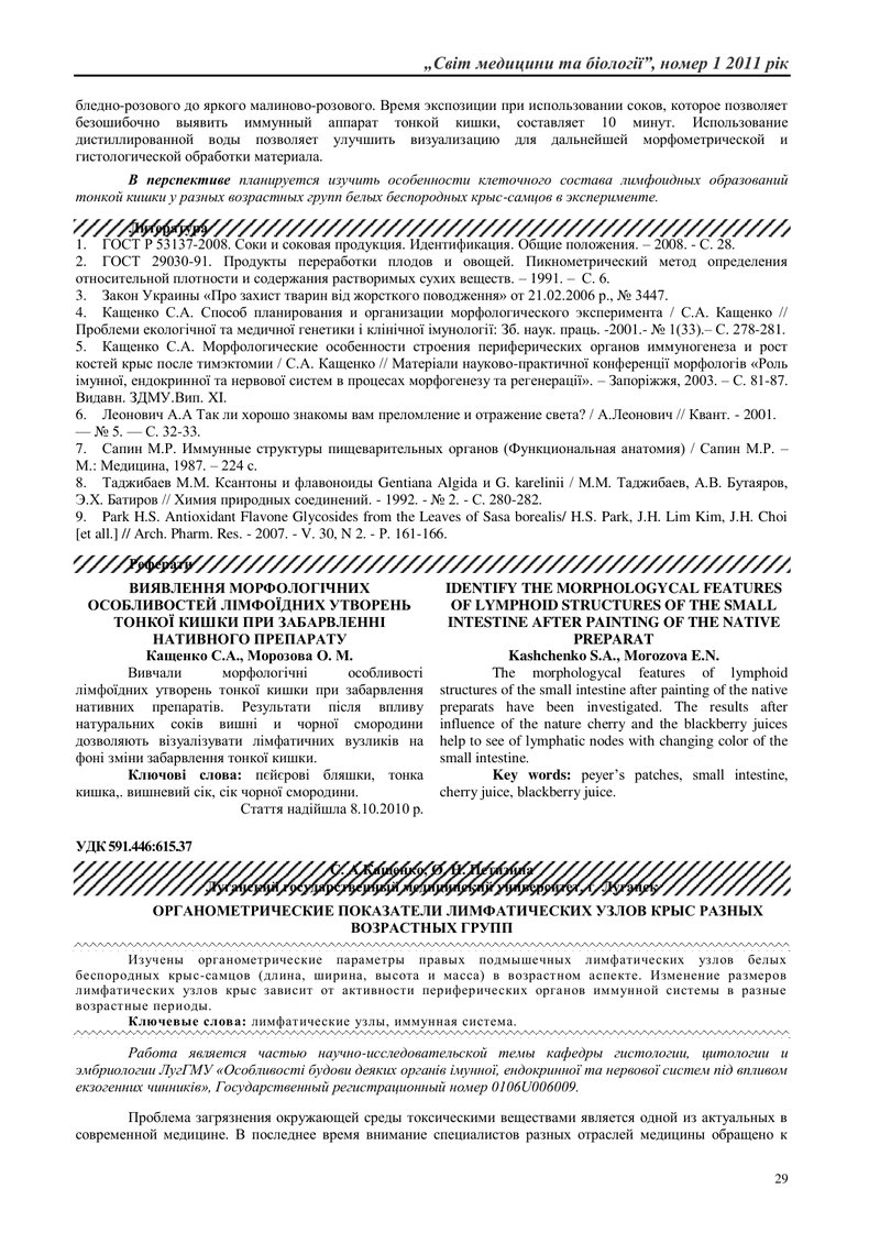 ОРГАНОМЕТРИЧНІ ПОКАЗНИКИ ЛІМФАТИЧНИХ ВУЗЛІВ ЩУРІВ РІЗНИХ ВІКОВИХ ГРУП