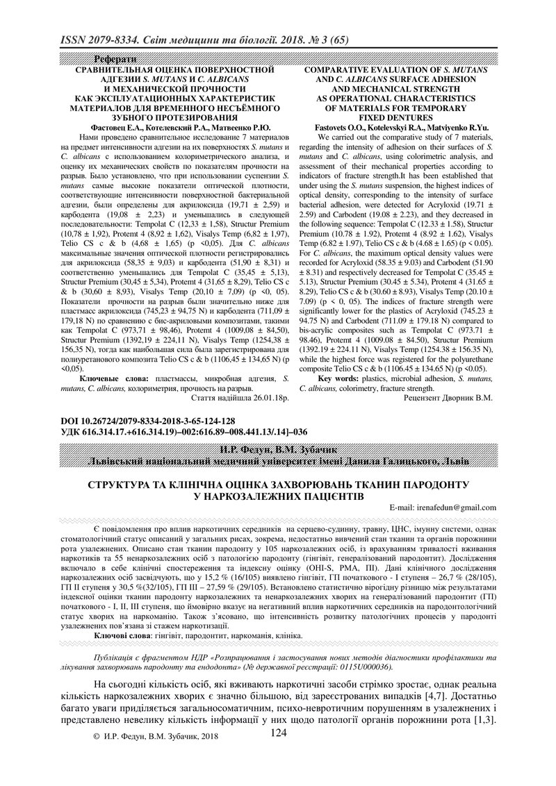 СТРУКТУРА ТА КЛІНІЧНА ОЦІНКА ЗАХВОРЮВАНЬ ТКАНИН ПАРОДОНТУ У НАРКОЗАЛЕЖНИХ ПАЦІЄНТІВ